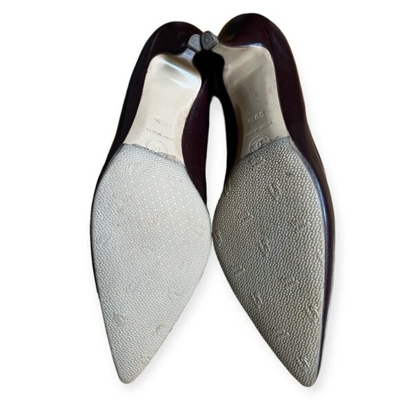 Vintage 2000s Chanel Interlocking CC logo point leather Burgundy point pump sz 9 - Picture 8 of 8